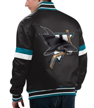 San Jose Sharks Home Game Black Satin Jacket