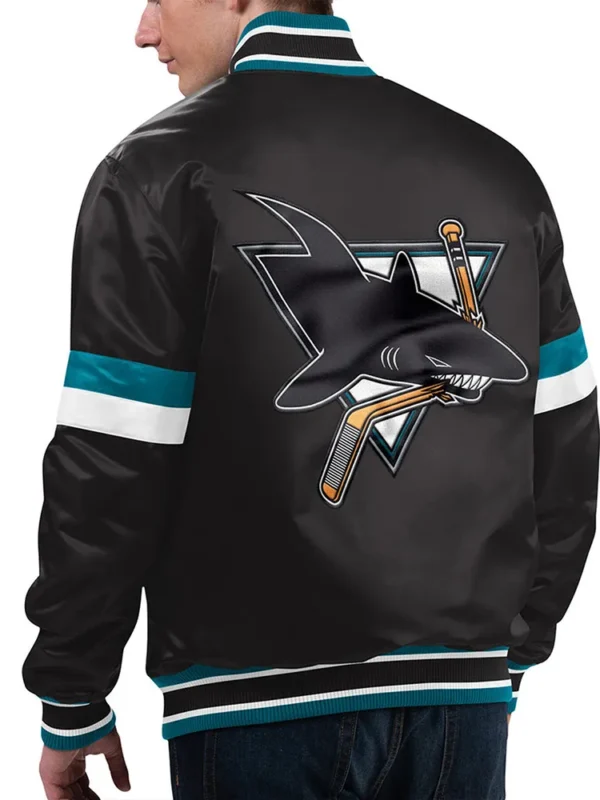 San Jose Sharks Home Game Black Satin Jacket