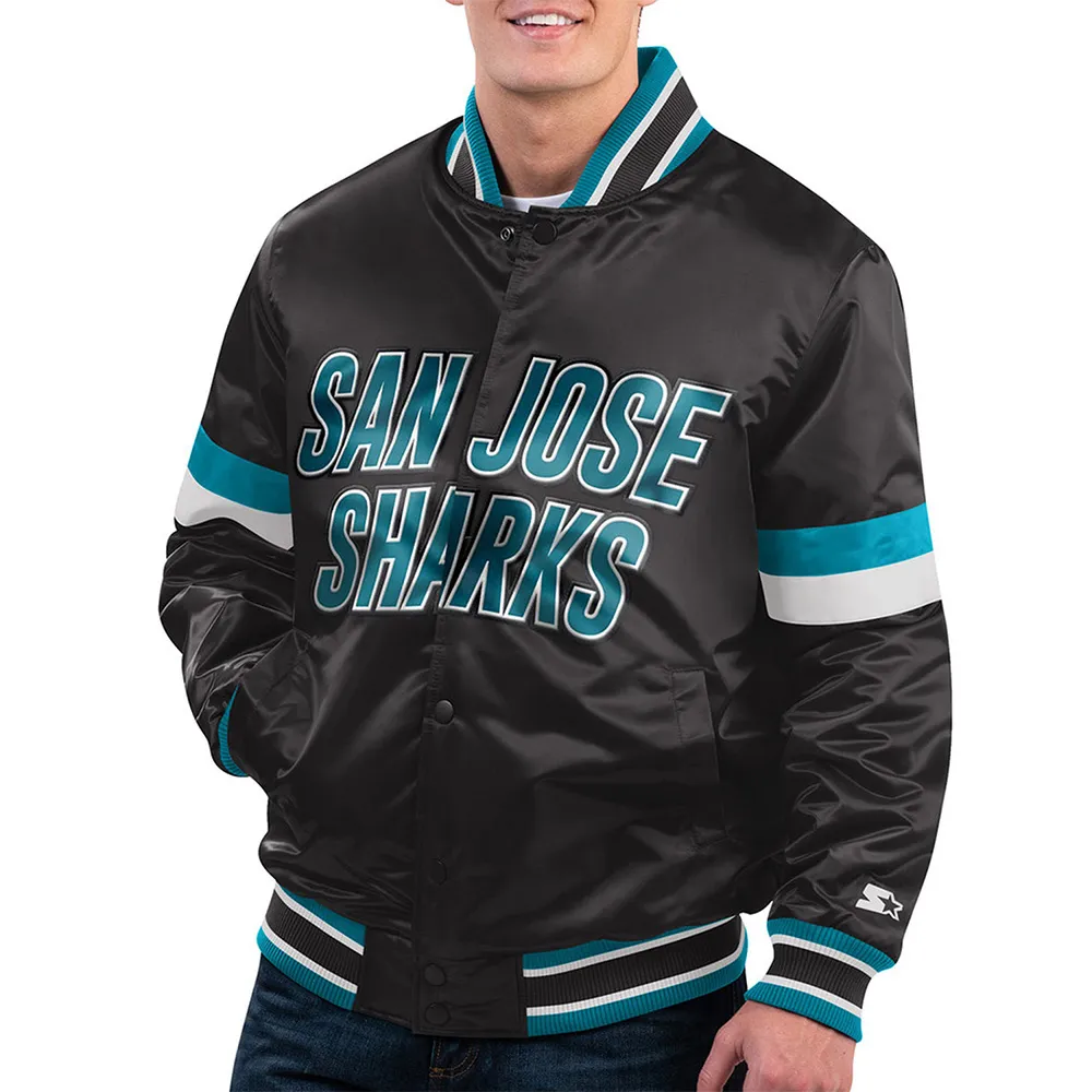 San Jose Sharks Home Game Black Satin Jacket San Jose Sharks Home Game Black Satin Jacket