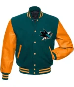 San Jose Sharks NHL Varsity Green and Orange Jacket