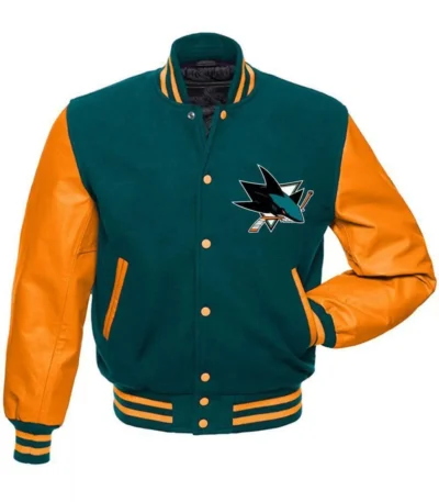San Jose Sharks NHL Varsity Green and Orange Jacket