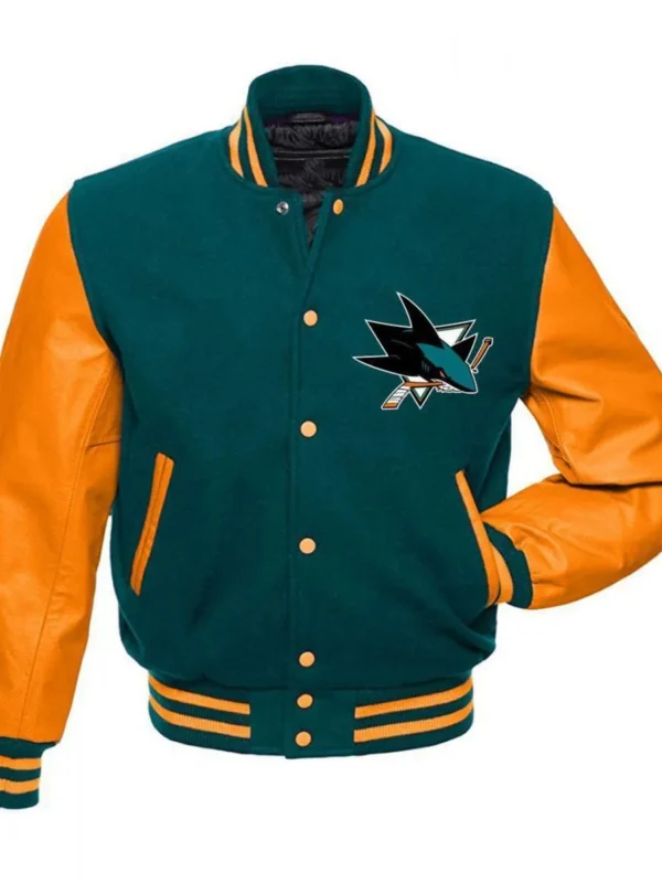 San Jose Sharks NHL Varsity Green and Orange Jacket