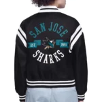 San Jose Sharks Printed Logo Varsity Satin Jacket
