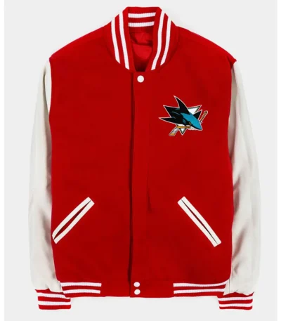 San Jose Sharks Red and White Varsity Jacket