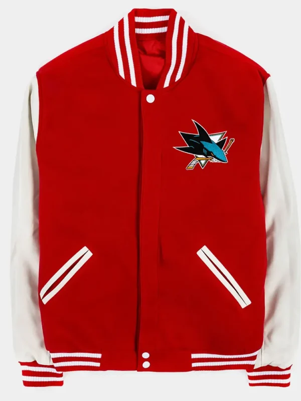 San Jose Sharks Red and White Varsity Jacket