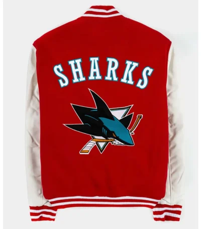 San Jose Sharks Red and White Varsity Jacket