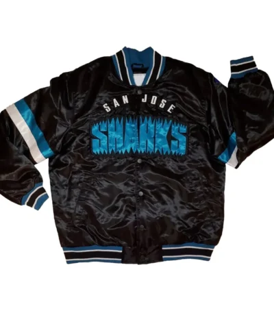 San Jose Sharks Striped Black Satin Jacket