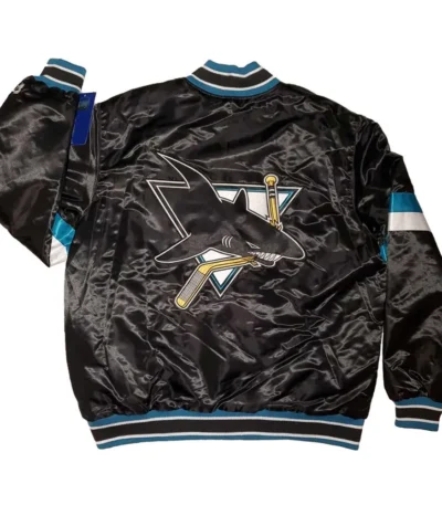San Jose Sharks Striped Black Satin Jacket