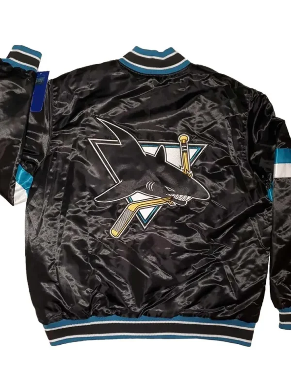San Jose Sharks Striped Black Satin Jacket