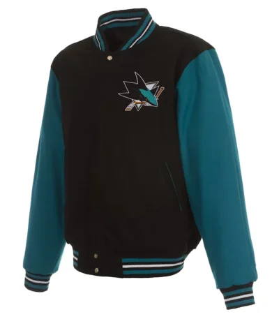 San Jose Sharks Teal and Black Varsity Wool Jacket