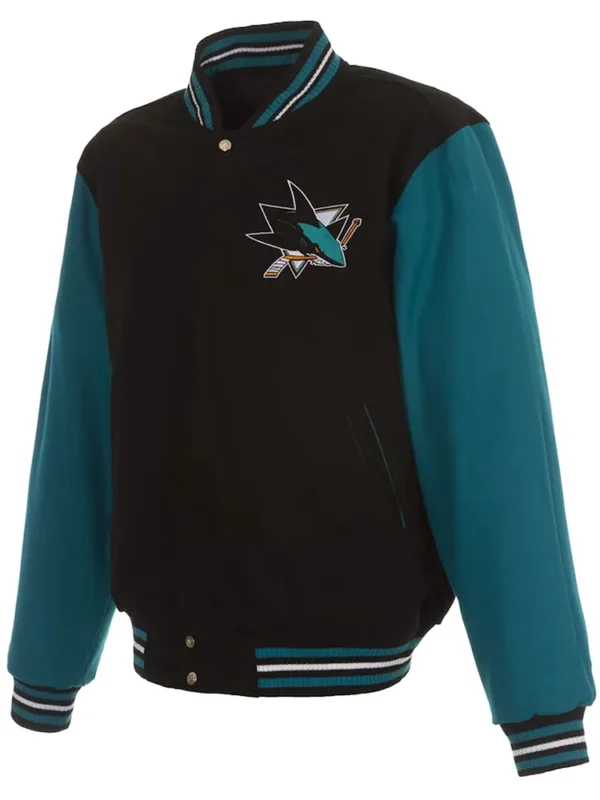San Jose Sharks Teal and Black Varsity Wool Jacket