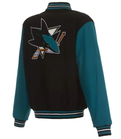 San Jose Sharks Teal and Black Varsity Wool Jacket