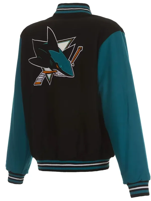 San Jose Sharks Teal and Black Varsity Wool Jacket