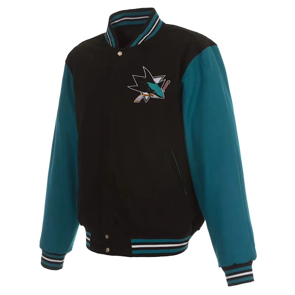 San Jose Sharks Teal and Black Varsity Wool Jacket San Jose Sharks Teal and Black Varsity Wool Jacket