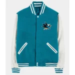 San Jose Sharks Teal and White Varsity Jacket