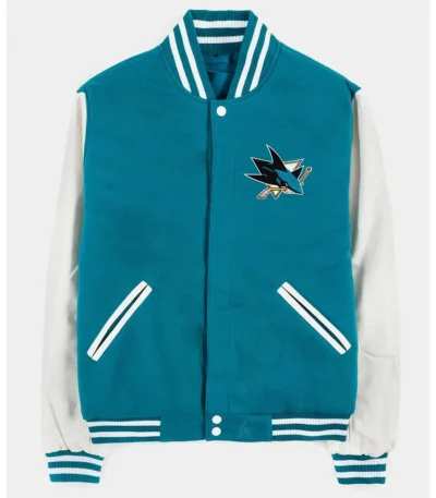 San Jose Sharks Teal and White Varsity Jacket