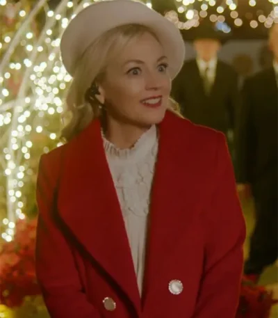 Santa Bootcamp 2022 Emily Kinney Red Wool Coat