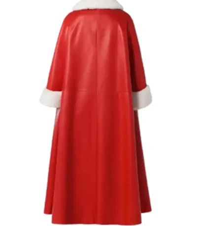 Santa Claus Red Leather Shearling Cape