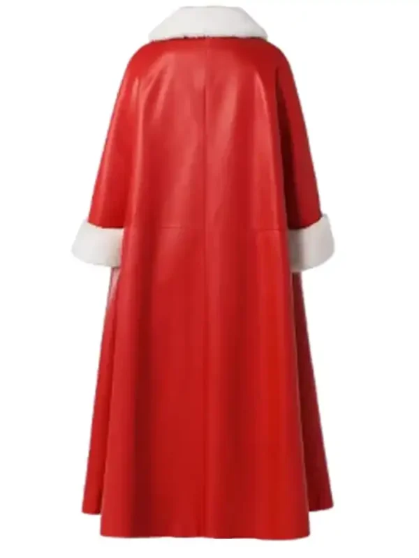 Santa Claus Red Leather Shearling Cape