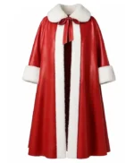 Santa Claus Red Leather Shearling Cape
