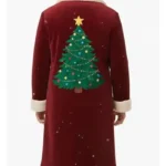 Santa Embroidered Christmas Tree Red Coat