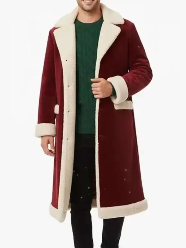 Santa Embroidered Christmas Tree Red Coat