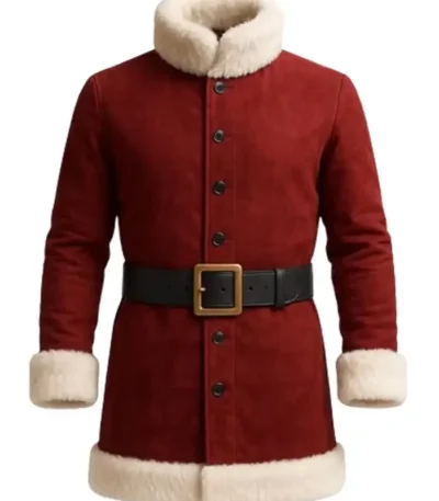 Santa High Neck Shearling Collar Coat