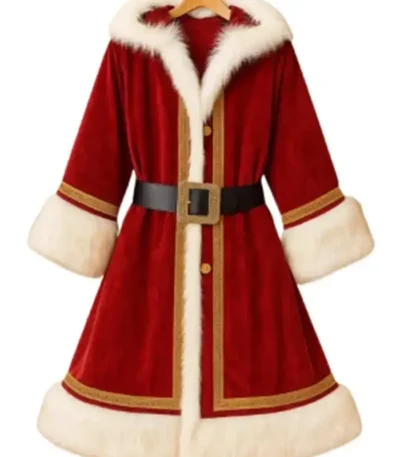 Santa Red Velvet Hooded Coat