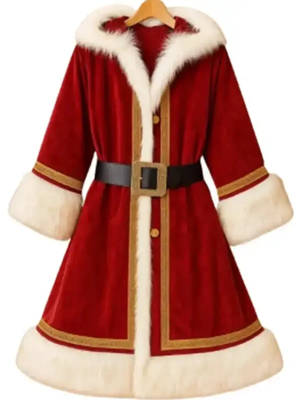 Santa Red Velvet Hooded Coat