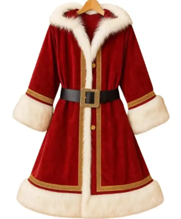 Santa Red Velvet Hooded Coat Santa Red Velvet Hooded Coat