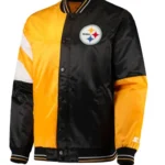 Satin Pittsburgh Steelers Yellow and Black Varsity Jacket