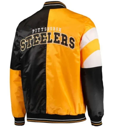Satin Pittsburgh Steelers Yellow and Black Varsity Jacket