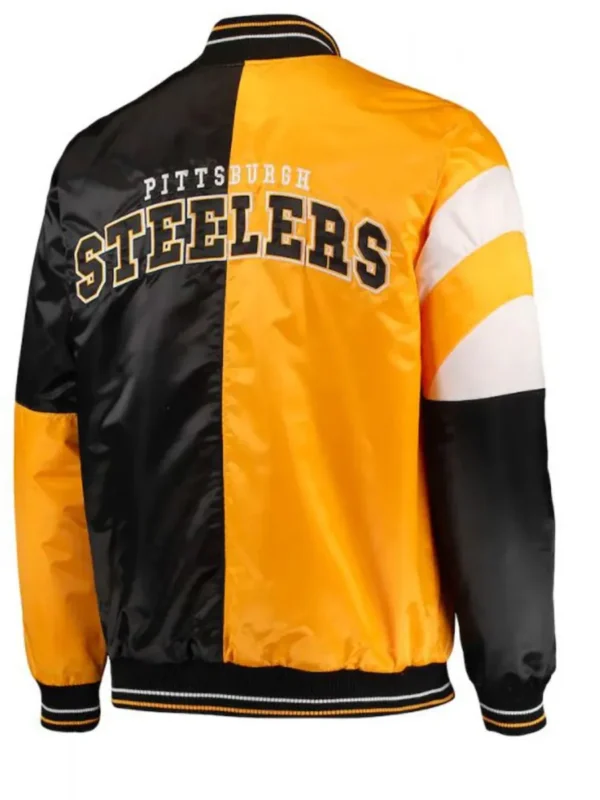 Satin Pittsburgh Steelers Yellow and Black Varsity Jacket