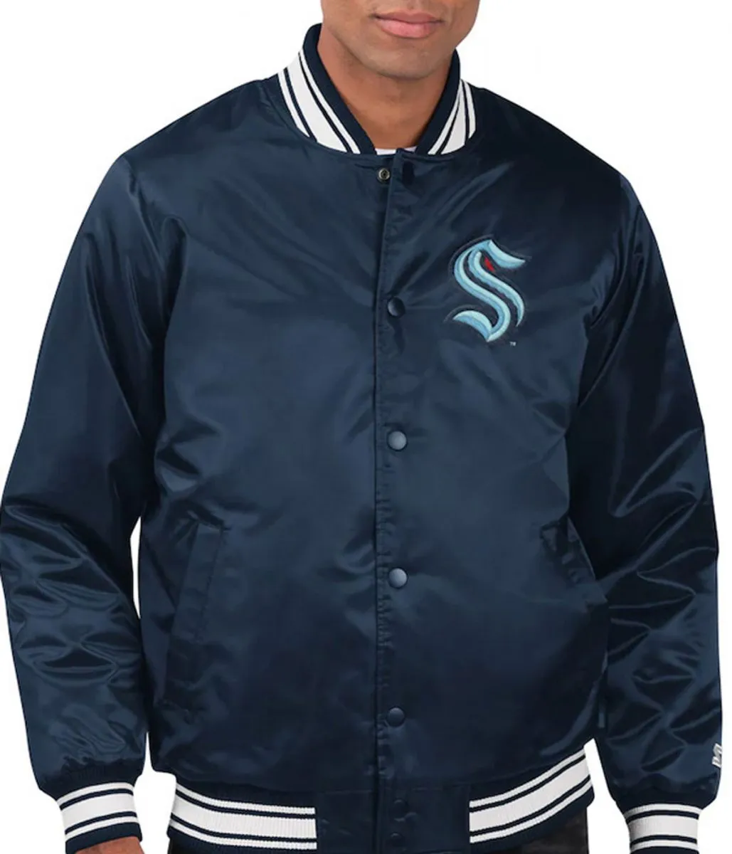 Seattle Kraken Blue Starter Jacket Seattle Kraken Blue Starter Jacket