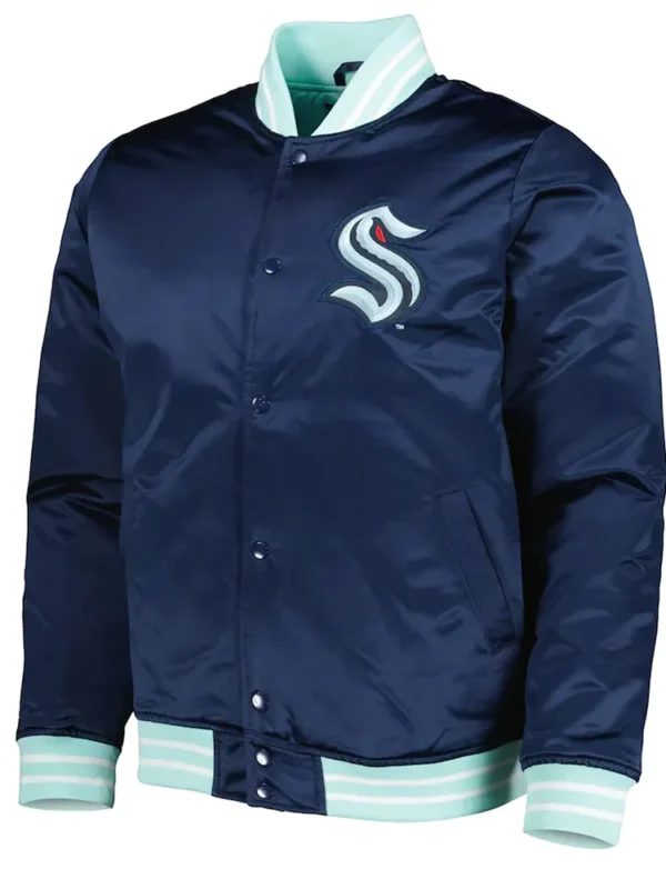 Seattle Kraken Deep Sea Blue Heavyweight Satin Jacket