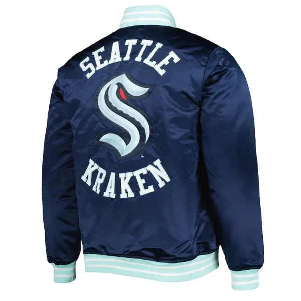 Seattle Kraken Deep Sea Blue Heavyweight Satin Jacket