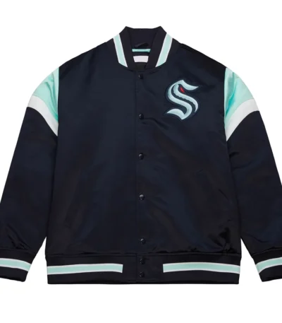 Seattle Kraken Heavyweight Navy Satin Jacket