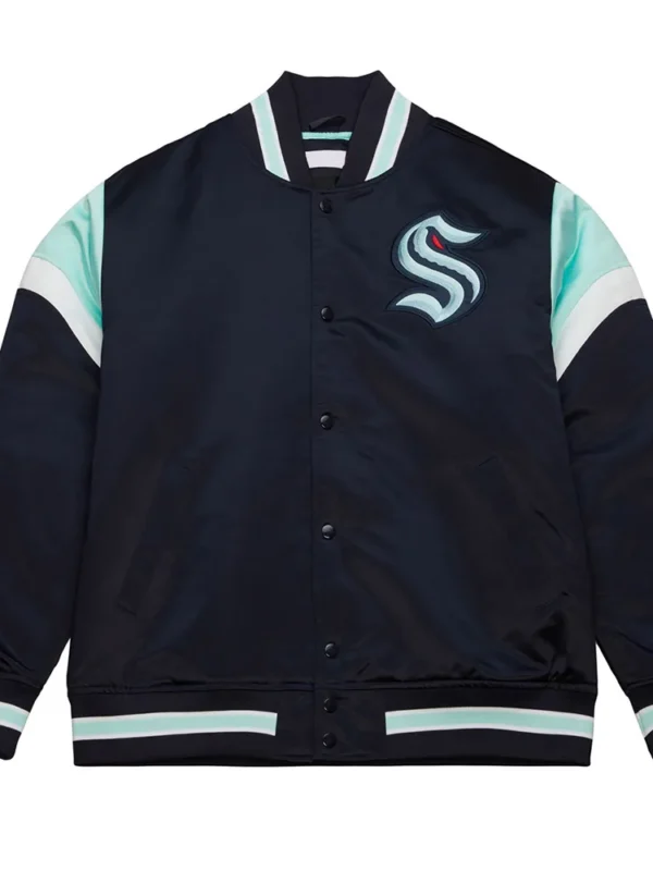 Seattle Kraken Heavyweight Navy Satin Jacket
