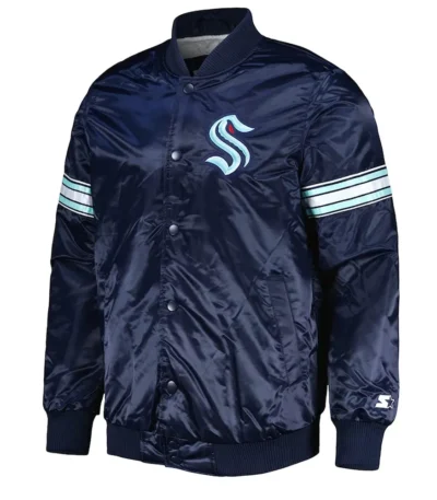 Seattle Kraken Pick and Roll Deep Sea Blue Satin Jacket