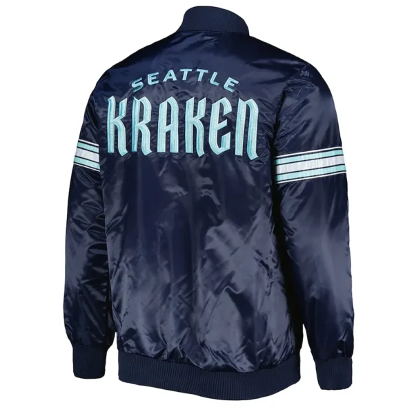 Seattle Kraken Pick and Roll Deep Sea Blue Satin Jacket