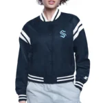 Seattle Kraken Printed Logo Varsity Satin Jacket