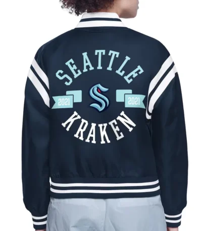 Seattle Kraken Printed Logo Varsity Satin Jacket