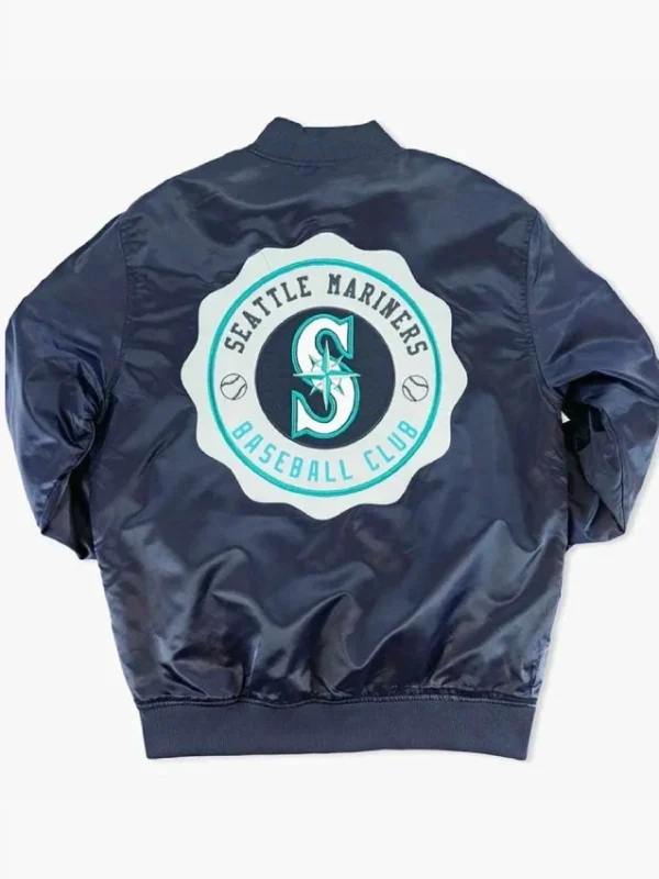 Seattle Mariners Crest Navy Satin Jacket