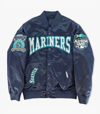 Seattle Mariners Crest Navy Satin Jacket