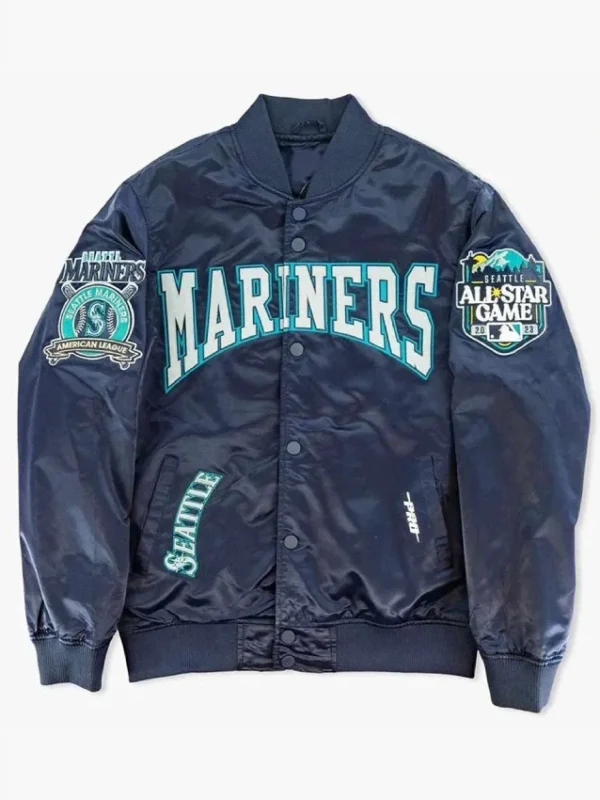 Seattle Mariners Crest Navy Satin Jacket