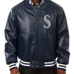 Seattle Mariners Navy Varsity Leather Jacket