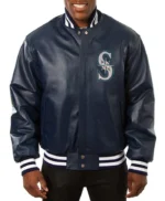 Seattle Mariners Navy Varsity Leather Jacket