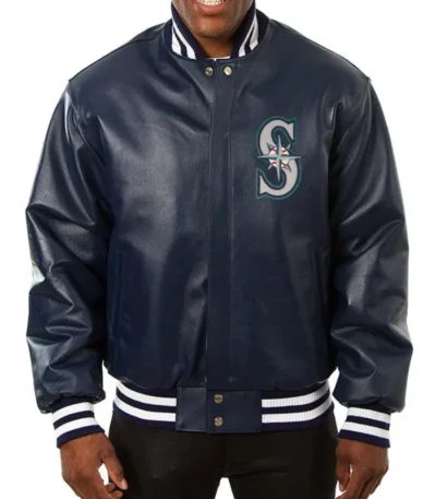 Seattle Mariners Navy Varsity Leather Jacket