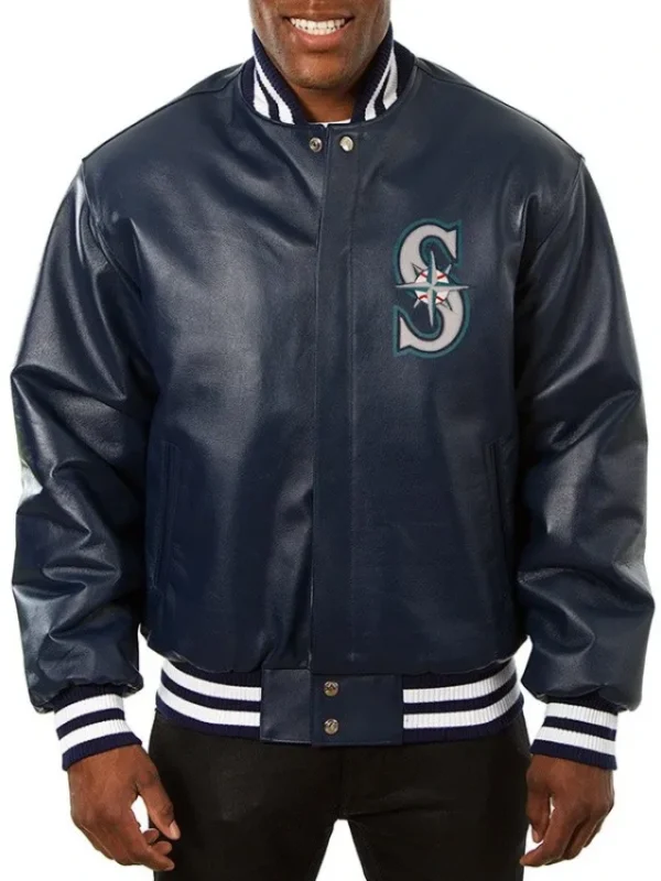 Seattle Mariners Navy Varsity Leather Jacket