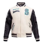 Seattle Mariners Retro Rib Eggshell and Navy Varsity Jacket